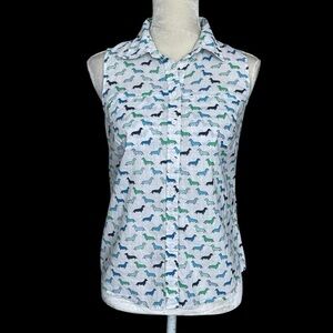 Sonoma Novelty Print Sleeveless Shirt Women’s Size PXS Wiener Dog Dachshund